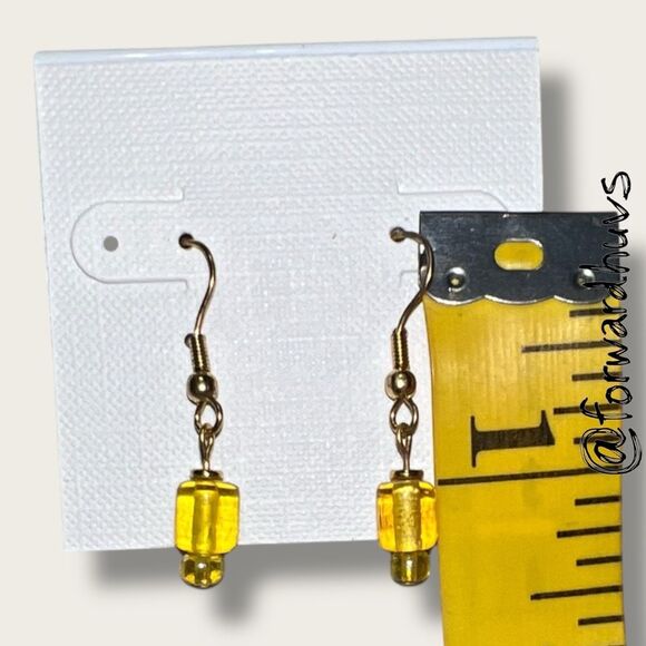 Bundle Sale 3 for $15 | Hand Crafted Yellow Glass Bead Earrings - Picture 4 of 6